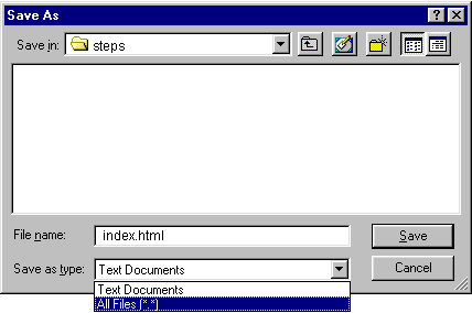 Figure 1-4: Saving an HTML file.